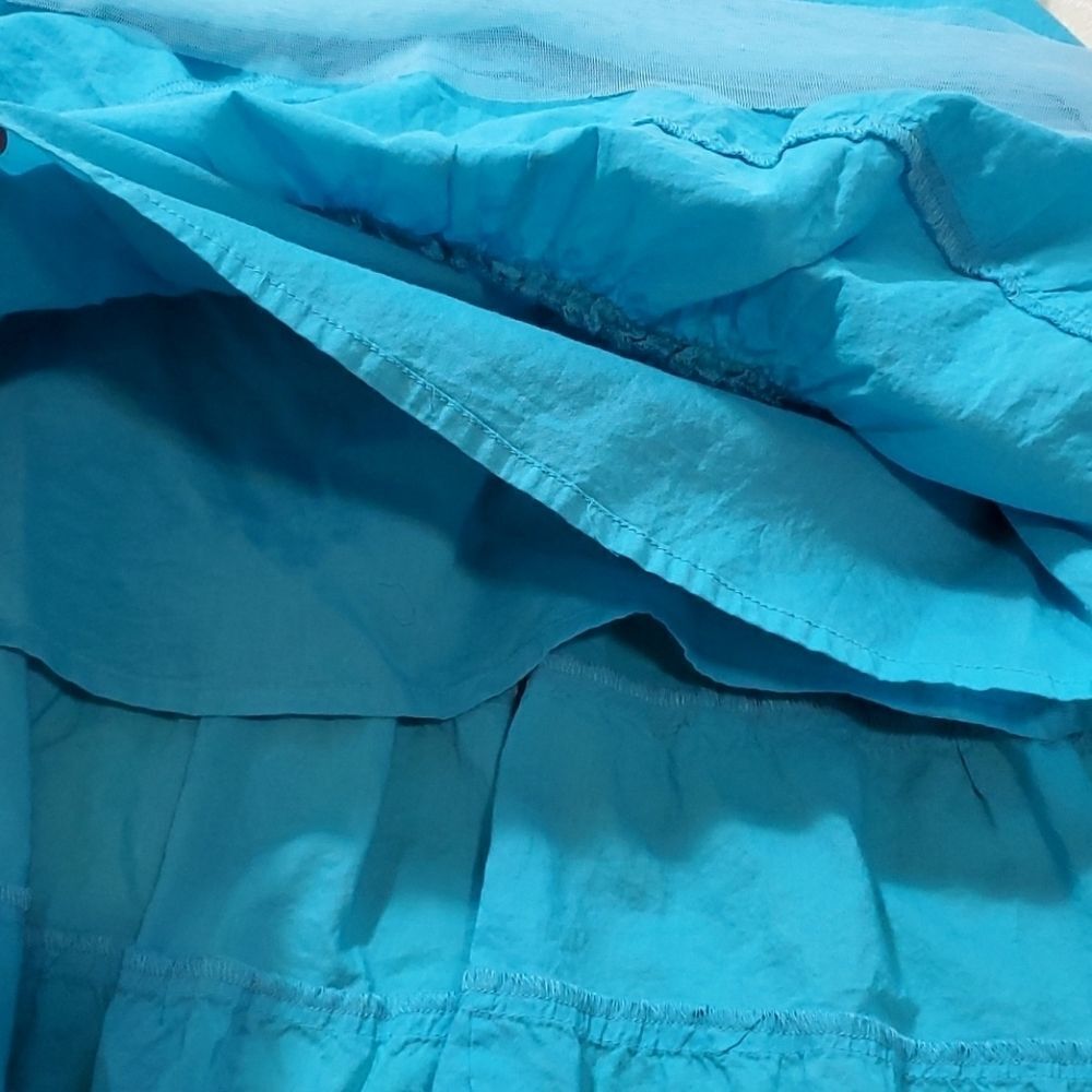 🦋Color Code Turquoise Layered Ruffle Skirt Medium - Picture 5 of 8